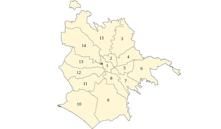 mapa de zonas donde alojarse en Roma